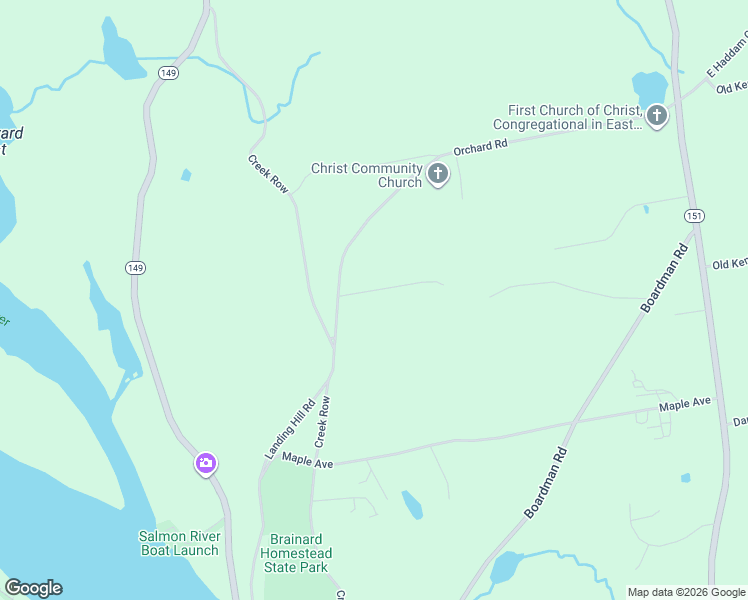 map of restaurants, bars, coffee shops, grocery stores, and more near 6 Orchard Road in East Haddam