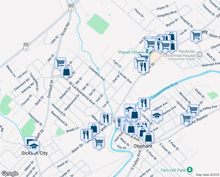 map of restaurants, bars, coffee shops, grocery stores, and more near 300 2nd Street in Blakely