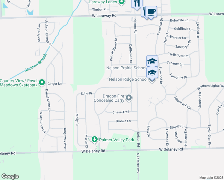 map of restaurants, bars, coffee shops, grocery stores, and more near 1108 Yamma Ridge in New Lenox