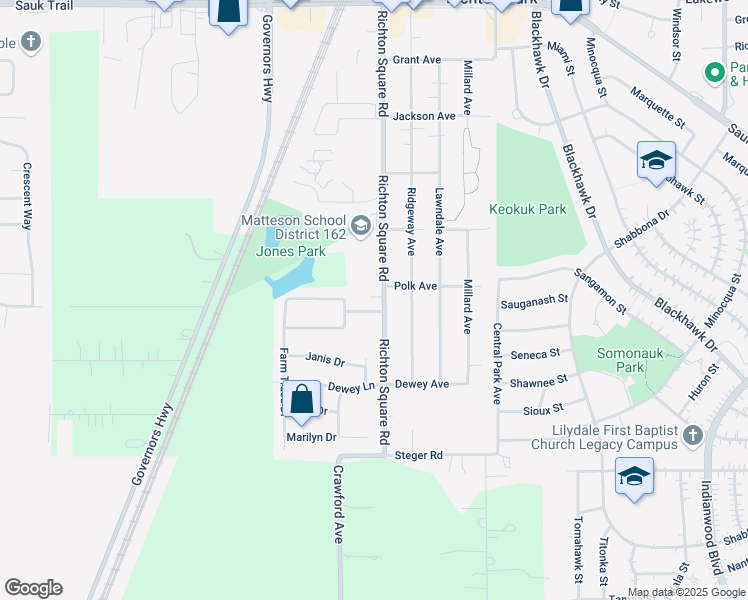 map of restaurants, bars, coffee shops, grocery stores, and more near 22808 Richton Square Road in Richton Park
