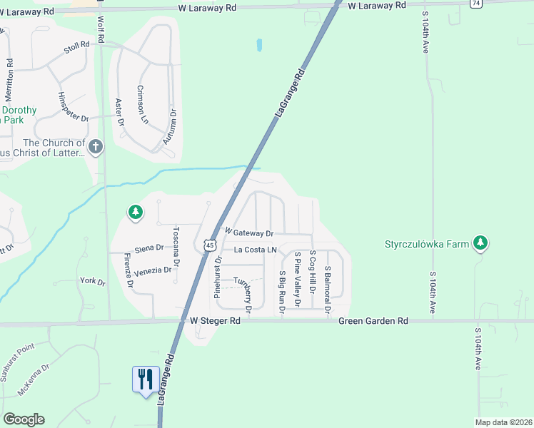 map of restaurants, bars, coffee shops, grocery stores, and more near 22704 South Ravisloe Lane in Frankfort