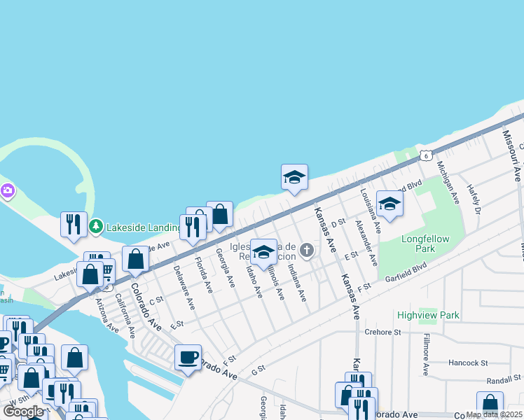 map of restaurants, bars, coffee shops, grocery stores, and more near 1133 East Erie Avenue in Lorain