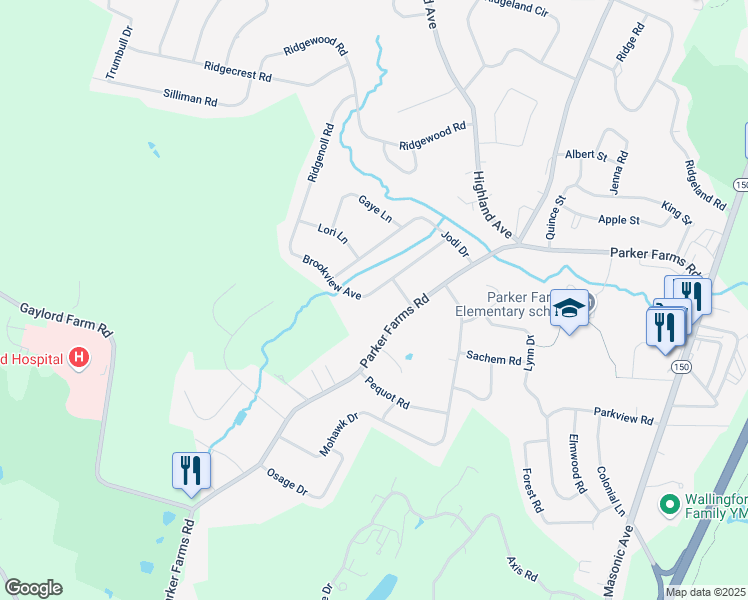 map of restaurants, bars, coffee shops, grocery stores, and more near 41 Brookview Avenue in Wallingford