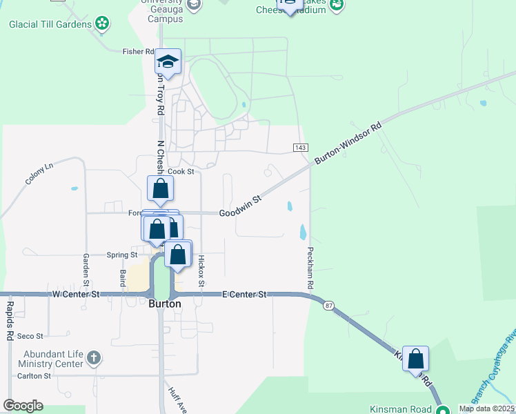 map of restaurants, bars, coffee shops, grocery stores, and more near 14043 Goodwin St in Burton