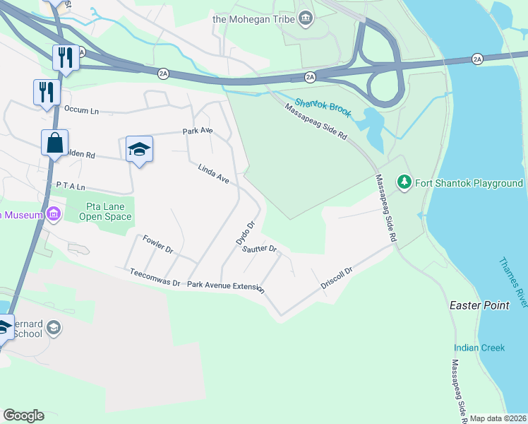 map of restaurants, bars, coffee shops, grocery stores, and more near 21 Dydo Drive in Montville