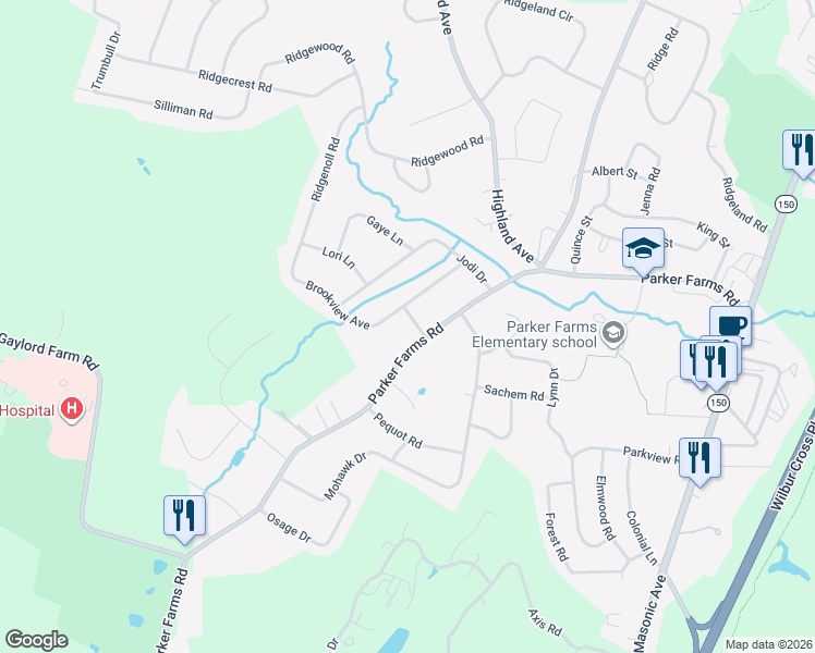 map of restaurants, bars, coffee shops, grocery stores, and more near 2 Loving Lane in Wallingford