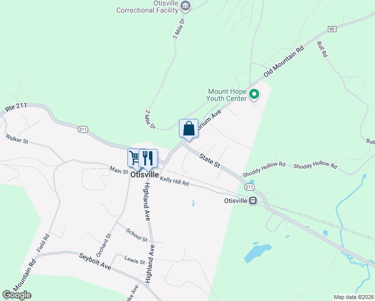 map of restaurants, bars, coffee shops, grocery stores, and more near 37 State Street in Otisville