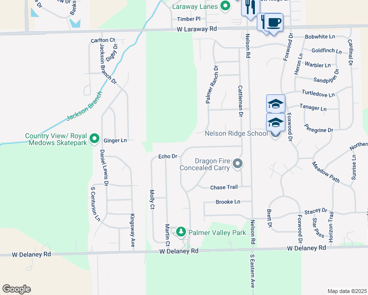 map of restaurants, bars, coffee shops, grocery stores, and more near 1179 Yamma Ridge in New Lenox