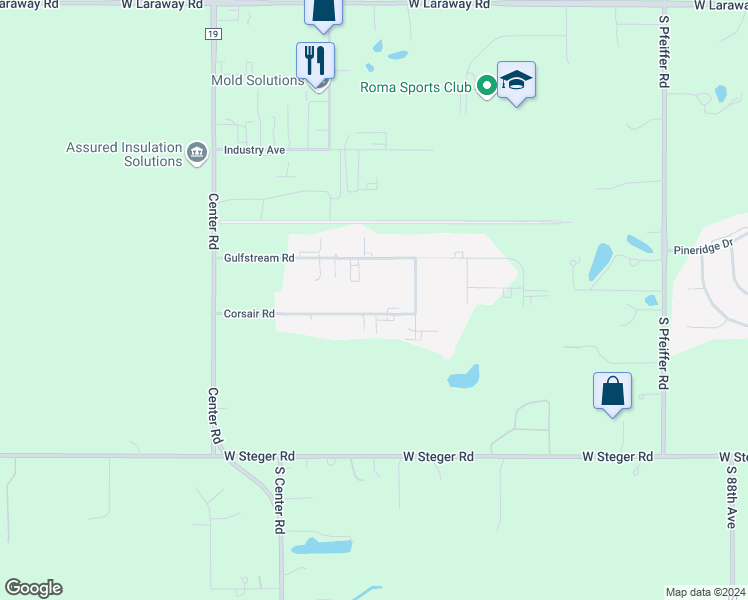map of restaurants, bars, coffee shops, grocery stores, and more near 9270 Corsair Road in Frankfort