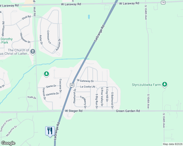 map of restaurants, bars, coffee shops, grocery stores, and more near 22704 South Ravisloe Lane in Frankfort