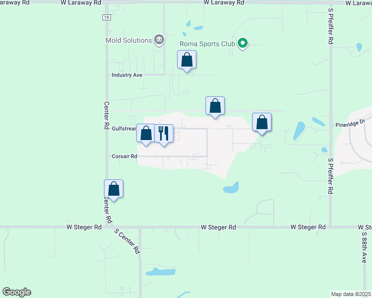 map of restaurants, bars, coffee shops, grocery stores, and more near 9270 Corsair Road in Frankfort