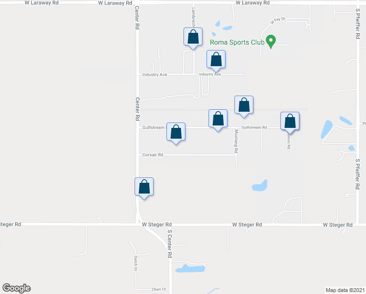 map of restaurants, bars, coffee shops, grocery stores, and more near 9410 Corsair Road in Frankfort