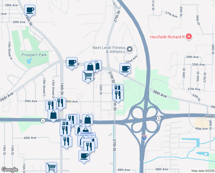 map of restaurants, bars, coffee shops, grocery stores, and more near 3701-3799 26th Street A in Moline