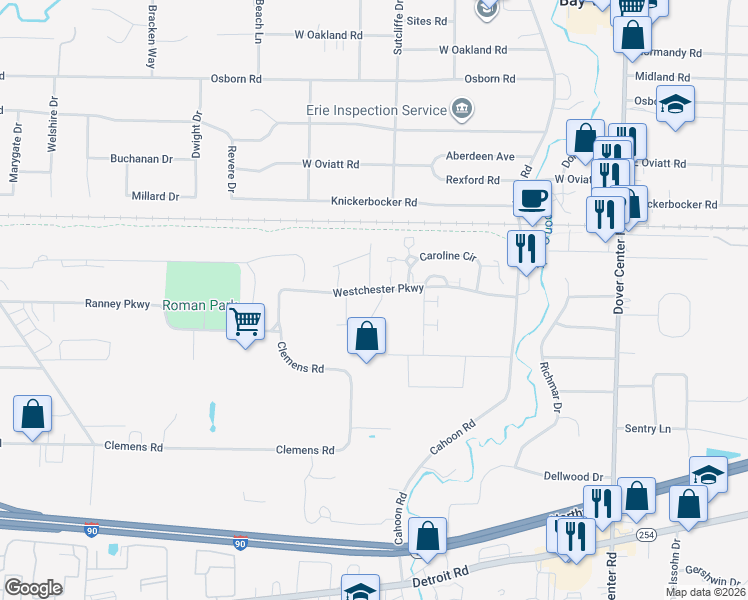 map of restaurants, bars, coffee shops, grocery stores, and more near 27712 Westchester Parkway in Westlake