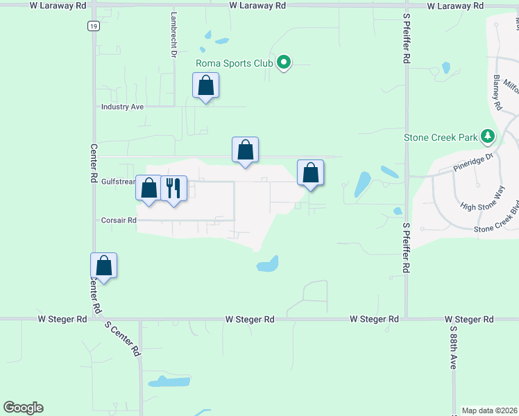 map of restaurants, bars, coffee shops, grocery stores, and more near 22810 Challenger Road in Frankfort