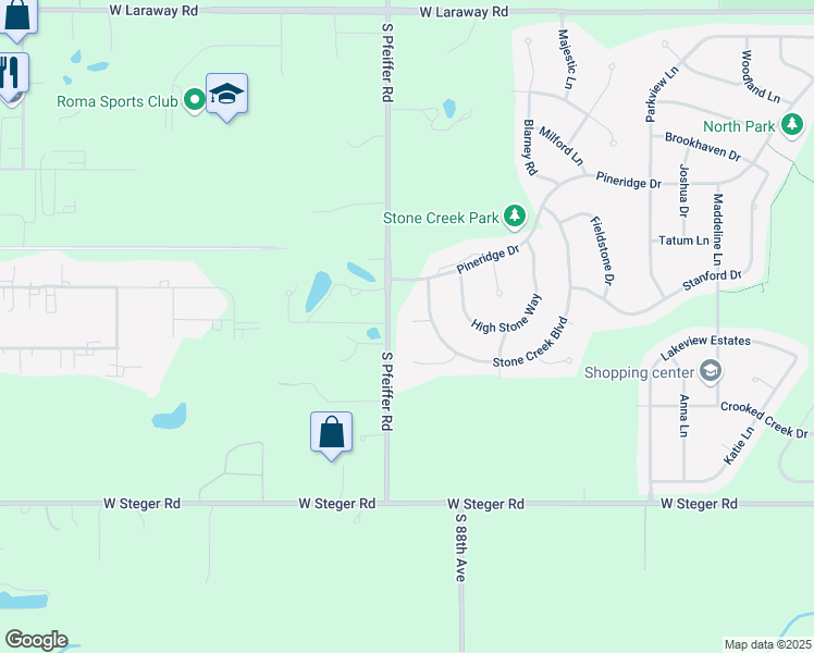 map of restaurants, bars, coffee shops, grocery stores, and more near 8690 Graystone Court in Frankfort
