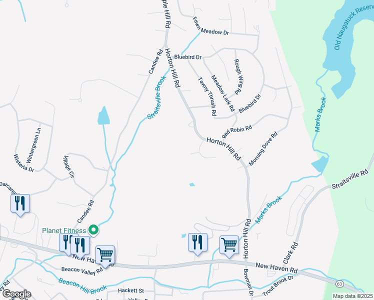 map of restaurants, bars, coffee shops, grocery stores, and more near 10 Jason Court in Naugatuck