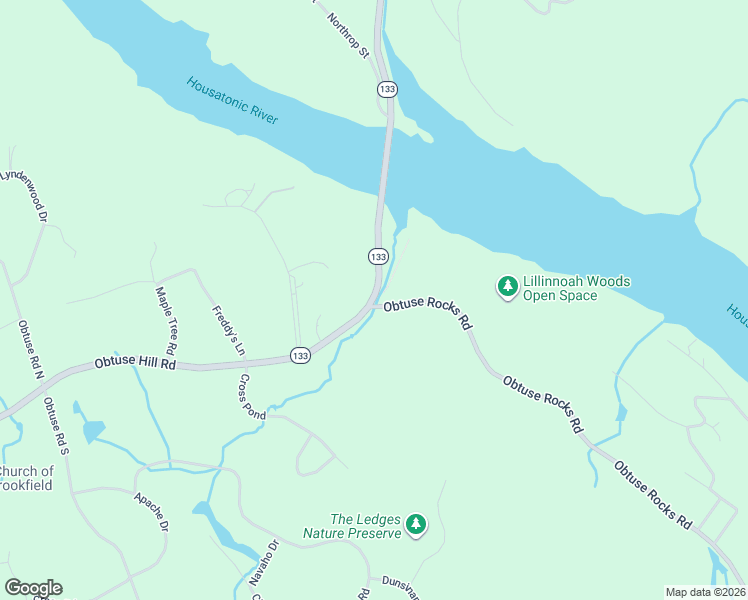 map of restaurants, bars, coffee shops, grocery stores, and more near 133 Obtuse Hill Road in Brookfield