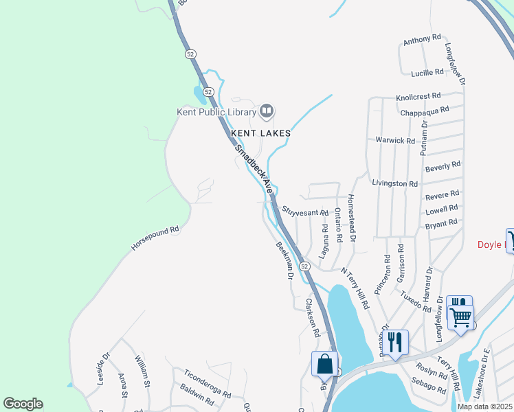 map of restaurants, bars, coffee shops, grocery stores, and more near 9 Oakland Road in Carmel Hamlet