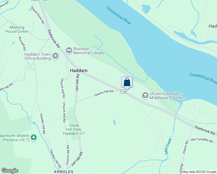 map of restaurants, bars, coffee shops, grocery stores, and more near 1005 Saybrook Road in Haddam