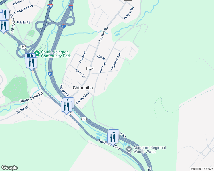map of restaurants, bars, coffee shops, grocery stores, and more near 320 Highland Avenue in Lackawanna County