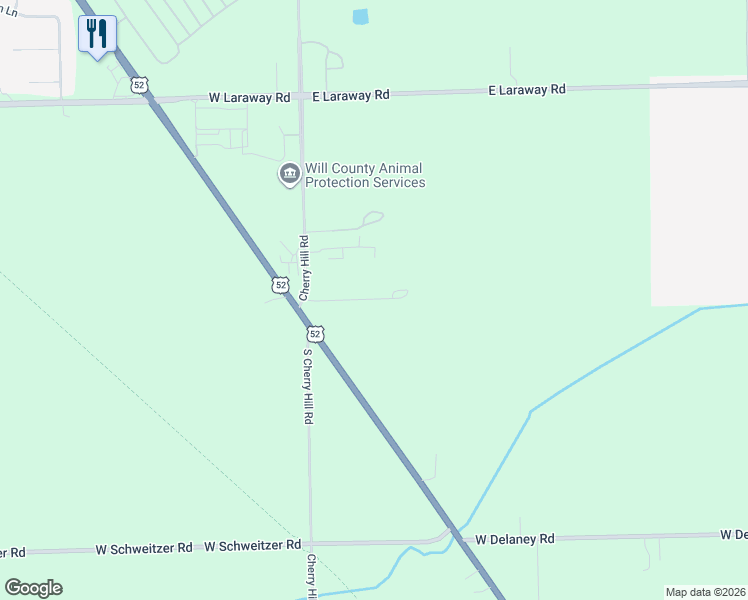 map of restaurants, bars, coffee shops, grocery stores, and more near 22645 Cherry Hill Road in Joliet