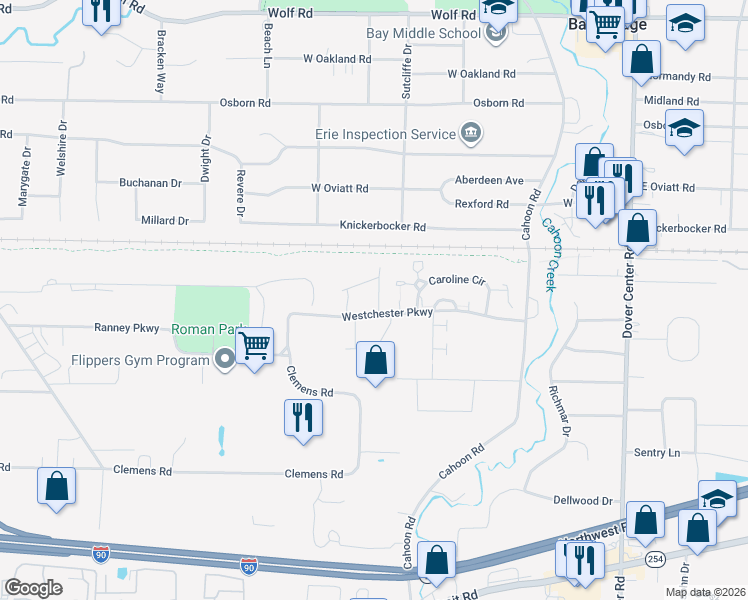 map of restaurants, bars, coffee shops, grocery stores, and more near 27716 Caroline Circle in Westlake