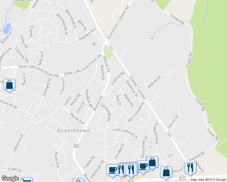 map of restaurants, bars, coffee shops, grocery stores, and more near 23 Patricia Road in Middletown
