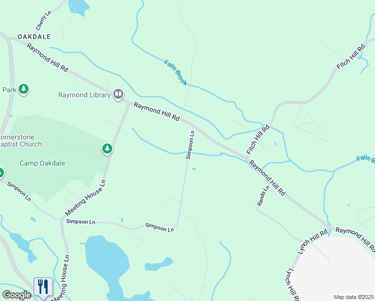 map of restaurants, bars, coffee shops, grocery stores, and more near 271 Simpson Lane in Montville