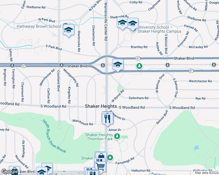 map of restaurants, bars, coffee shops, grocery stores, and more near 20600 Fayette Road in Shaker Heights