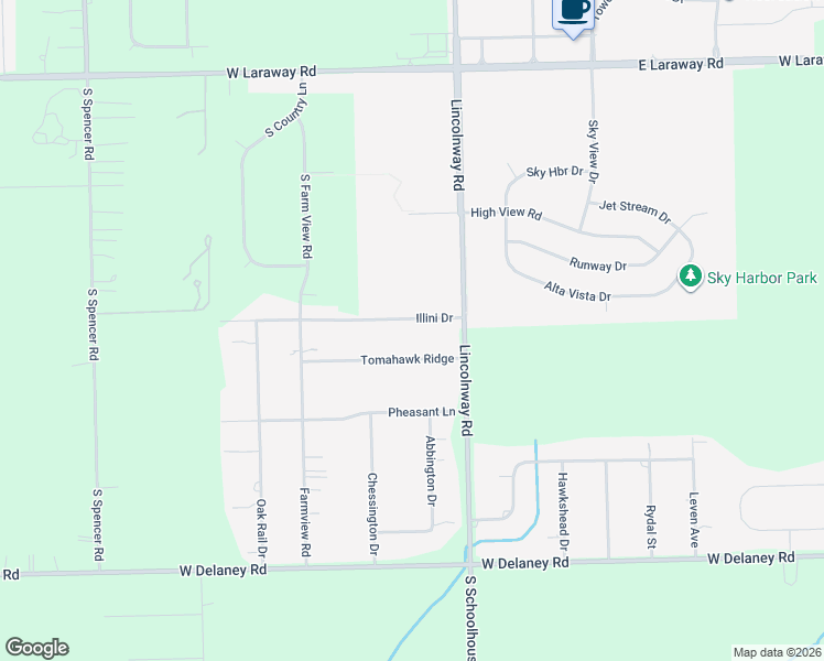 map of restaurants, bars, coffee shops, grocery stores, and more near 1806 Illini Drive in New Lenox