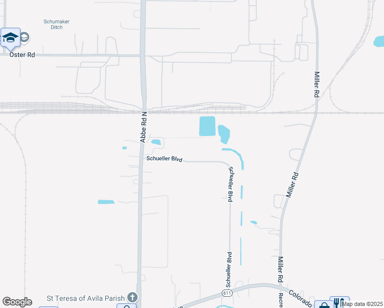 map of restaurants, bars, coffee shops, grocery stores, and more near 5450 Schueller Boulevard in Sheffield Lake