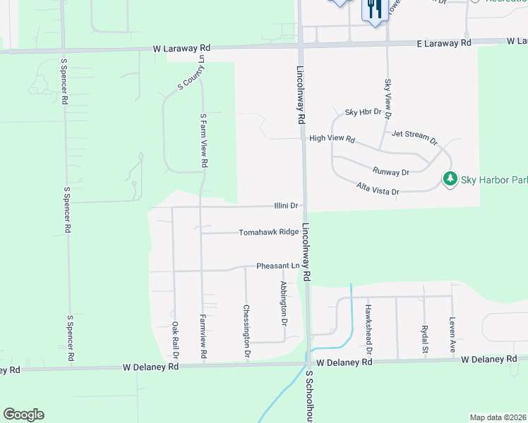 map of restaurants, bars, coffee shops, grocery stores, and more near 1806 Illini Drive in New Lenox