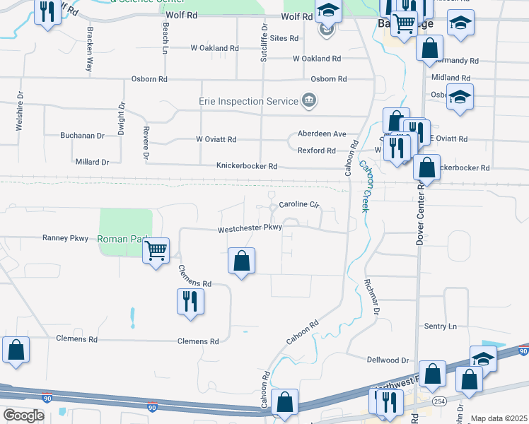 map of restaurants, bars, coffee shops, grocery stores, and more near 27716 Caroline Circle in Westlake