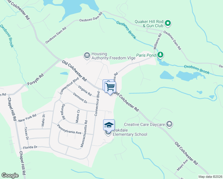 map of restaurants, bars, coffee shops, grocery stores, and more near 4 Williams Road in Montville