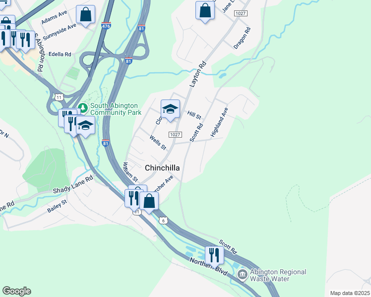 map of restaurants, bars, coffee shops, grocery stores, and more near 333 Scott Rd in Clarks Summit