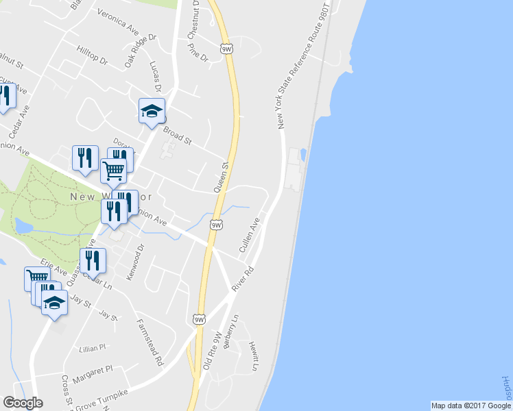 map of restaurants, bars, coffee shops, grocery stores, and more near 5 Silver Spring Road in New Windsor