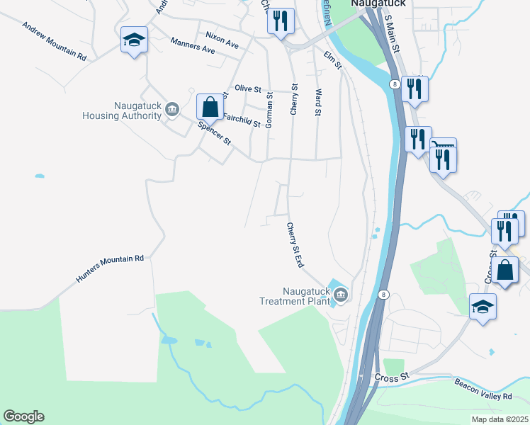 map of restaurants, bars, coffee shops, grocery stores, and more near 37 Ann Street in Naugatuck