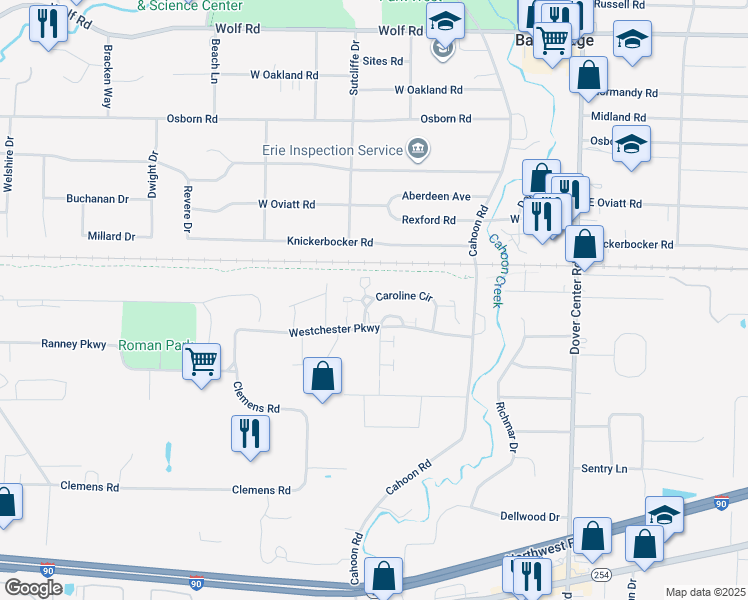 map of restaurants, bars, coffee shops, grocery stores, and more near 27684 Caroline Circle in Westlake
