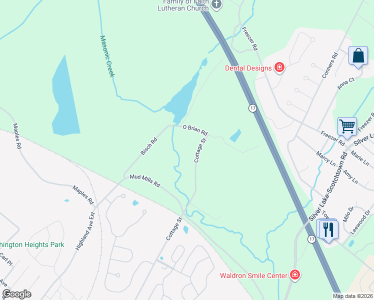 map of restaurants, bars, coffee shops, grocery stores, and more near 33 O Brian Road in Middletown