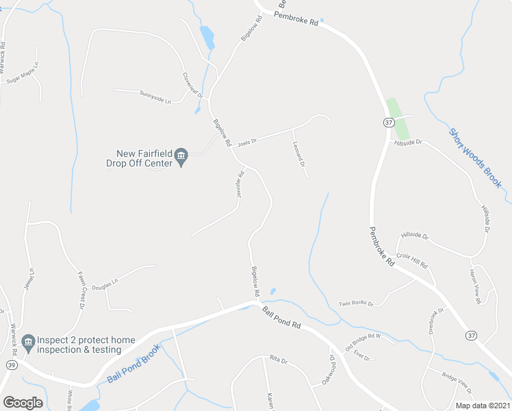 map of restaurants, bars, coffee shops, grocery stores, and more near 15 Bigelow Road in New Fairfield