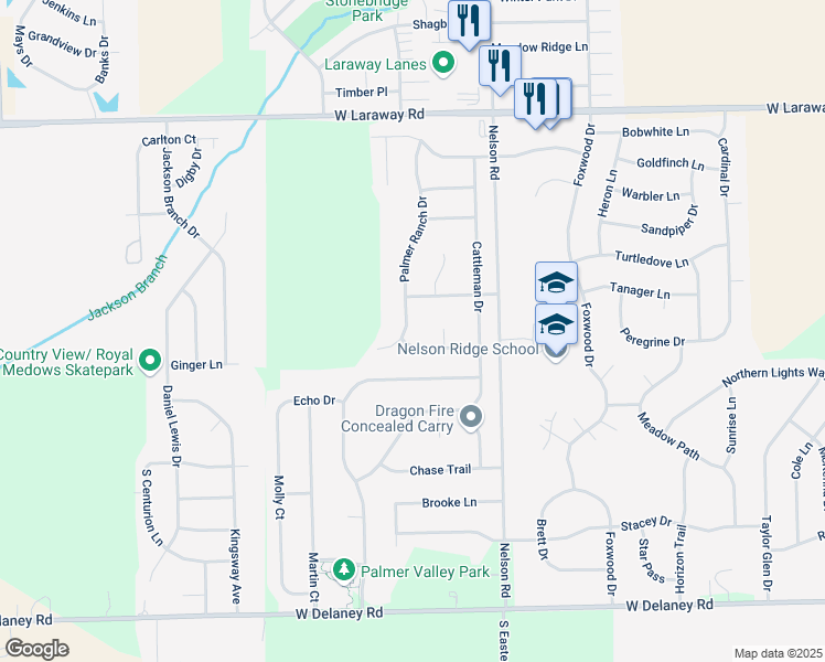 map of restaurants, bars, coffee shops, grocery stores, and more near 2480 Palmer Ranch Drive in New Lenox