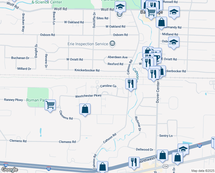map of restaurants, bars, coffee shops, grocery stores, and more near 27645 Caroline Circle in Westlake