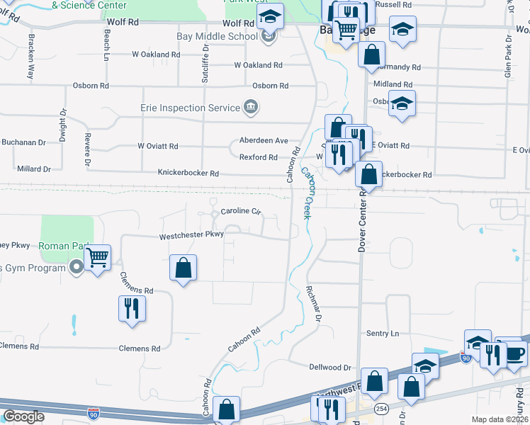 map of restaurants, bars, coffee shops, grocery stores, and more near 27642 Westchester Parkway in Westlake