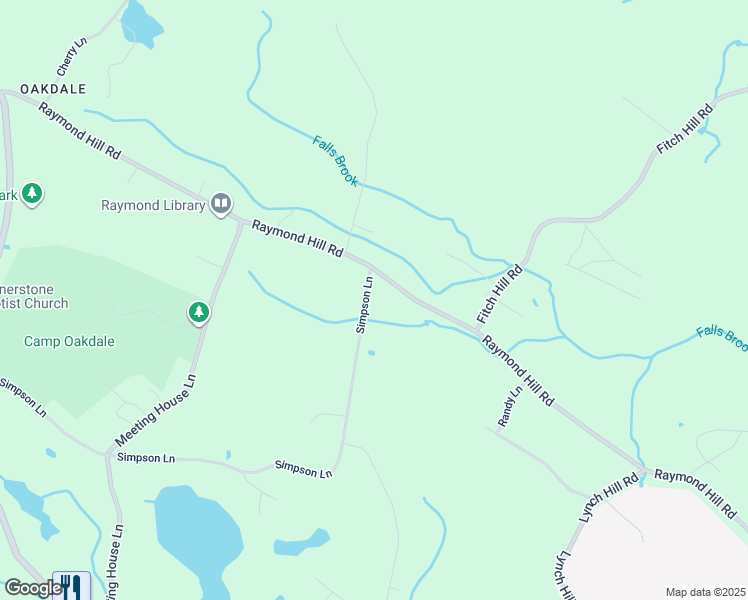 map of restaurants, bars, coffee shops, grocery stores, and more near 271 Simpson Lane in Montville