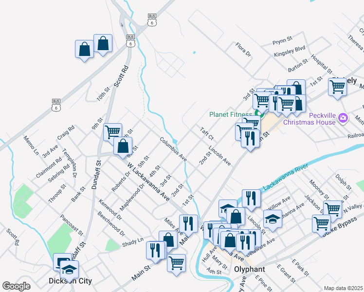 map of restaurants, bars, coffee shops, grocery stores, and more near 312 4th St in Blakely
