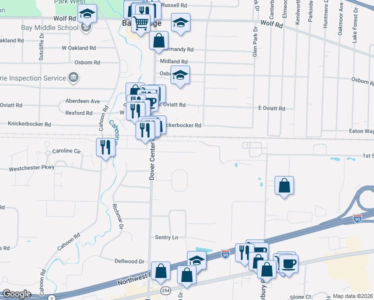map of restaurants, bars, coffee shops, grocery stores, and more near 26906 1st Street in Westlake