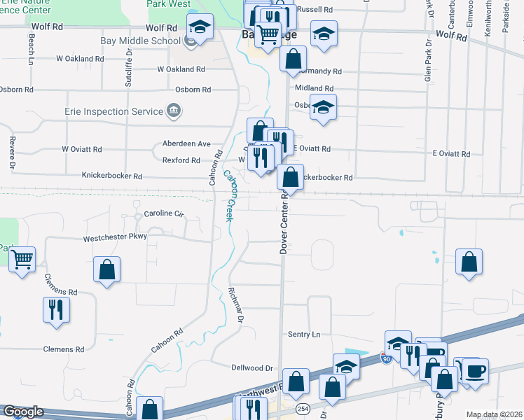 map of restaurants, bars, coffee shops, grocery stores, and more near 27391 2nd Street in Westlake