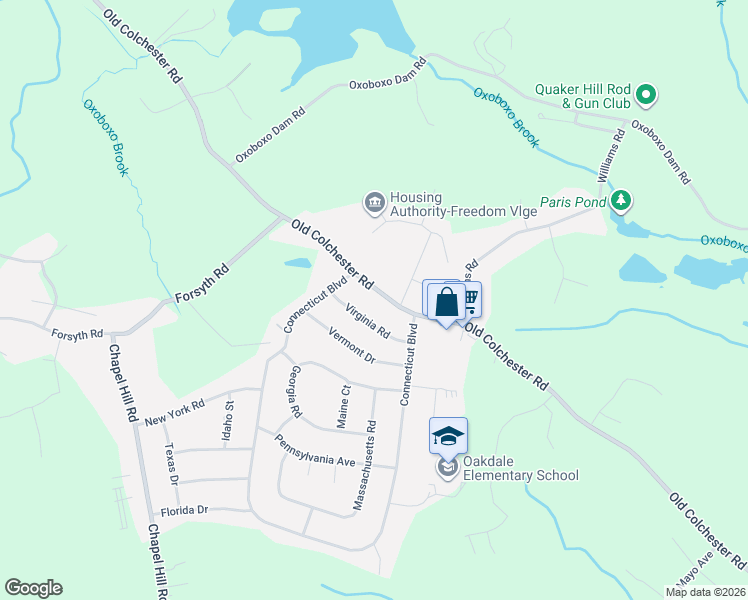 map of restaurants, bars, coffee shops, grocery stores, and more near 18 Virginia Road in Montville