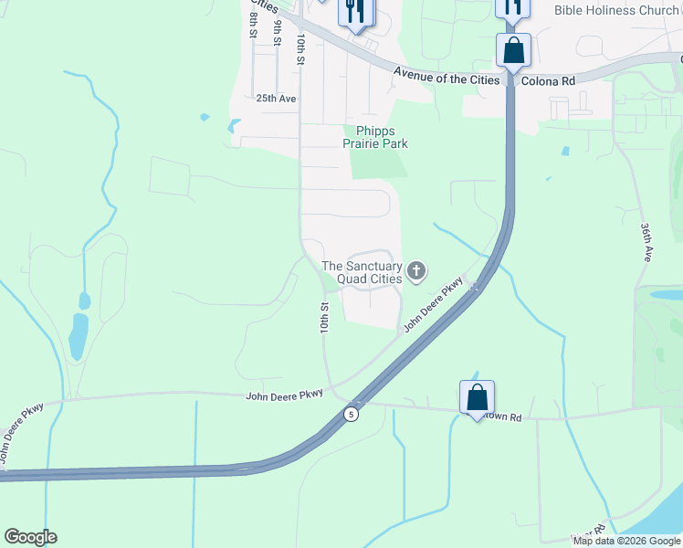 map of restaurants, bars, coffee shops, grocery stores, and more near 1117 33rd Avenue Circle in Silvis